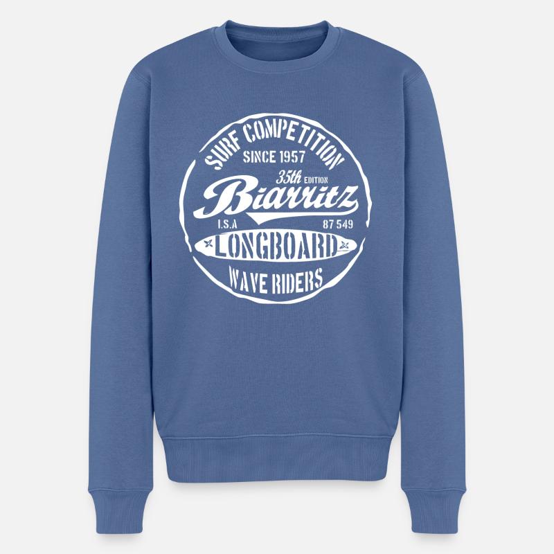 Biarritz longboard competition - Pull Premium bio Homme - bleu pigeon