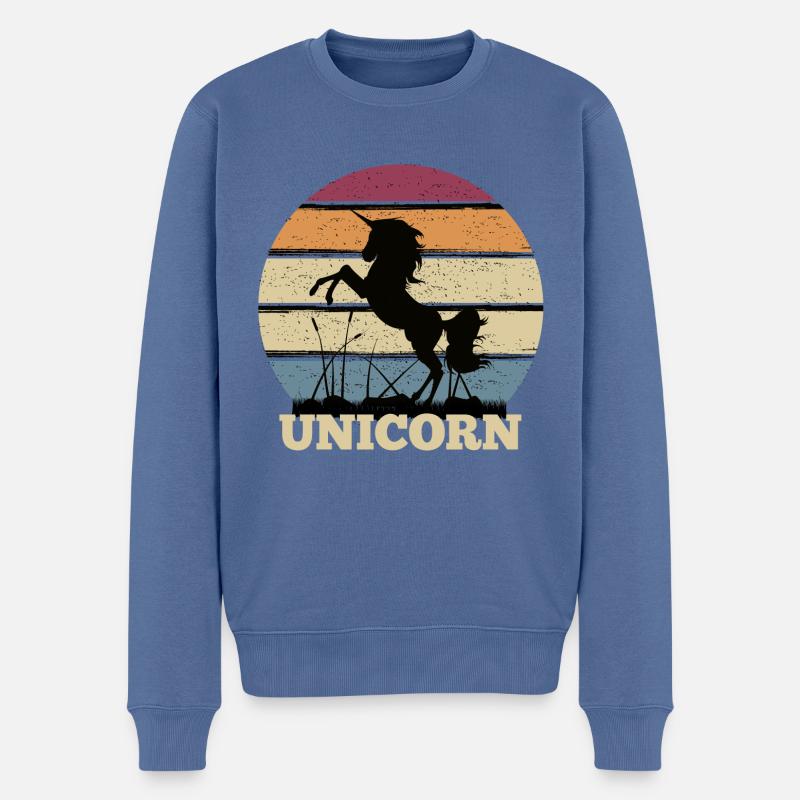 Einhorn - Männer Premium Bio Pullover - Taubenblau