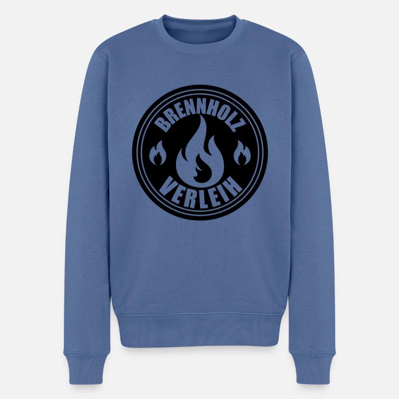 Brennholz Verleih - Männer Premium Bio Pullover - Taubenblau