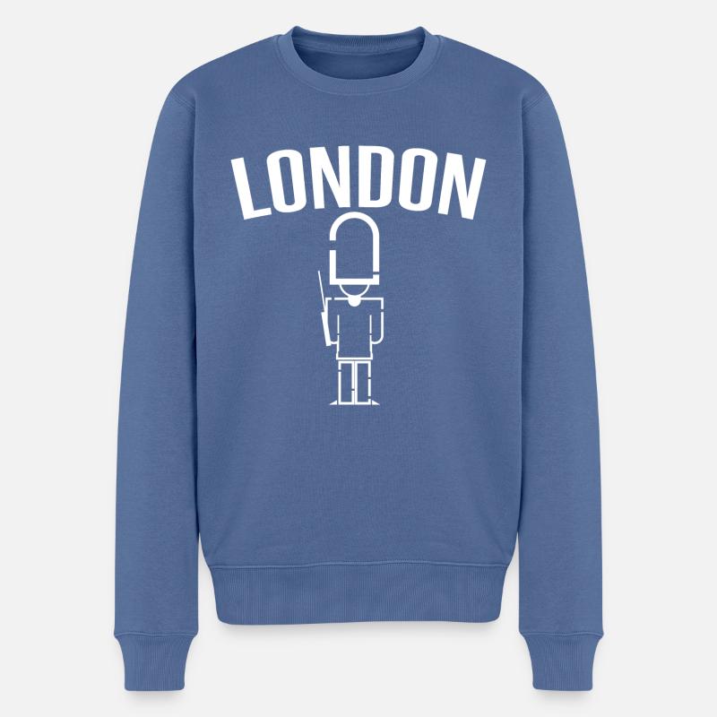 London - Männer Premium Bio Pullover - Taubenblau