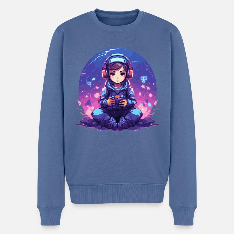 Gaming ist mein Leben - Männer Premium Bio Pullover - Taubenblau
