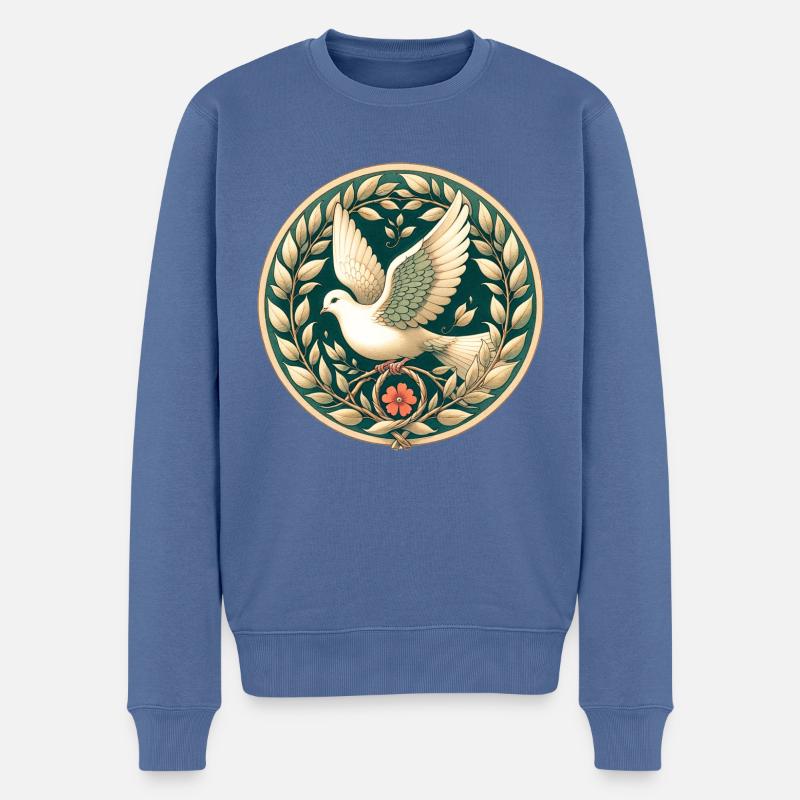 Friedens-Taube - Männer Premium Bio Pullover - Taubenblau