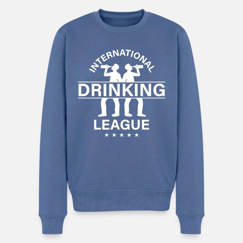 International Drinking Spruch - Männer Premium Bio Pullover - Taubenblau