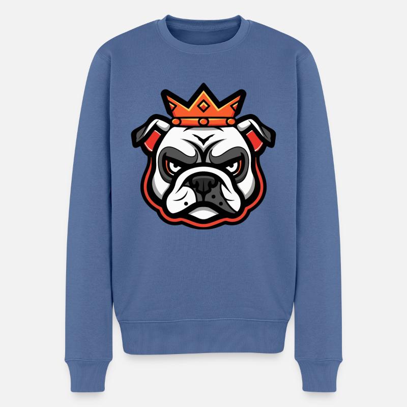 Couronne de chien bouledogue - Pull Premium bio Homme - bleu pigeon