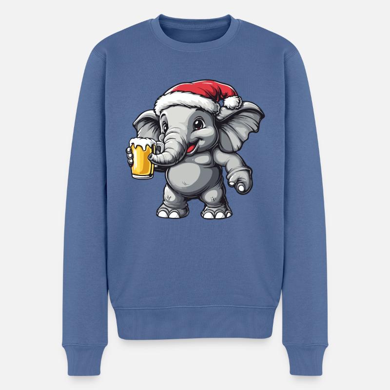 Éléphant Noël Bière Drôle - Pull Premium bio Homme - bleu pigeon