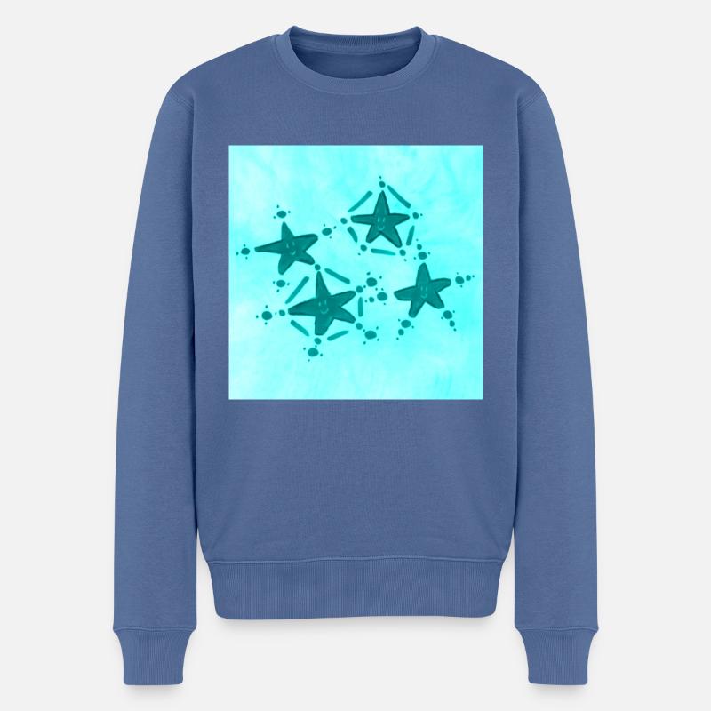 4 STERNE LÄCHELND AZULITO - Männer Premium Bio Pullover - Taubenblau