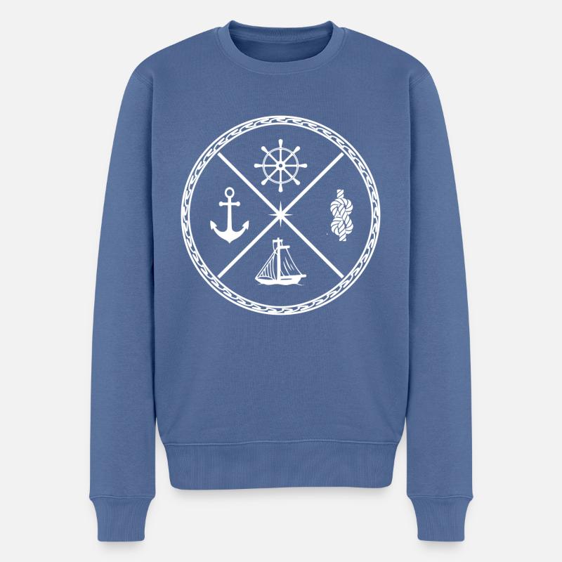 Segeln Segler Meer Kreuz Anker Boot Knoten Seemann - Männer Premium Bio Pullover - Taubenblau