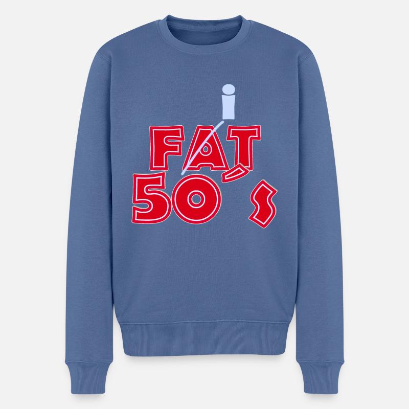 fat 50s red lightblue - Männer Premium Bio Pullover - Taubenblau