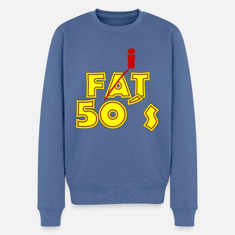 fat 50s yellow red - Männer Premium Bio Pullover - Taubenblau