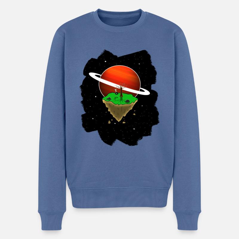 Im Raum schweben - Männer Premium Bio Pullover - Taubenblau