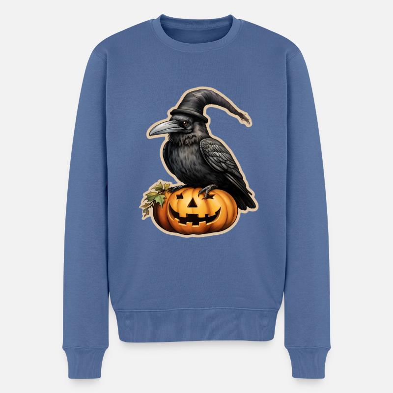 Halloween Rabe 3 - Männer Premium Bio Pullover - Taubenblau