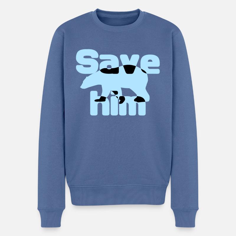 Rettet den Eisbären - Männer Premium Bio Pullover - Taubenblau