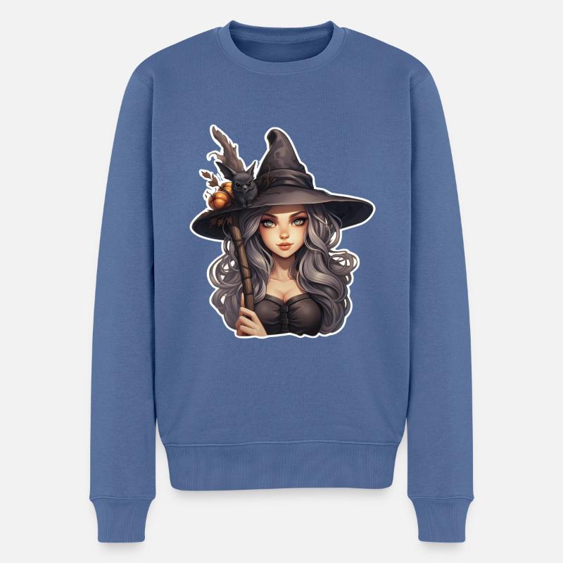 Halloween Hexe - Männer Premium Bio Pullover - Taubenblau