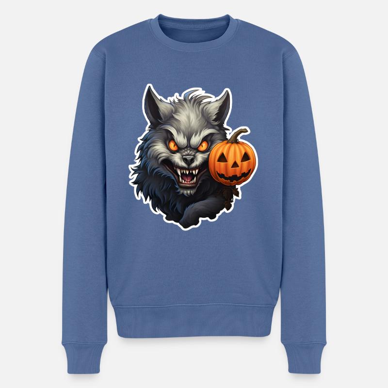 Halloween Wewolf - Männer Premium Bio Pullover - Taubenblau