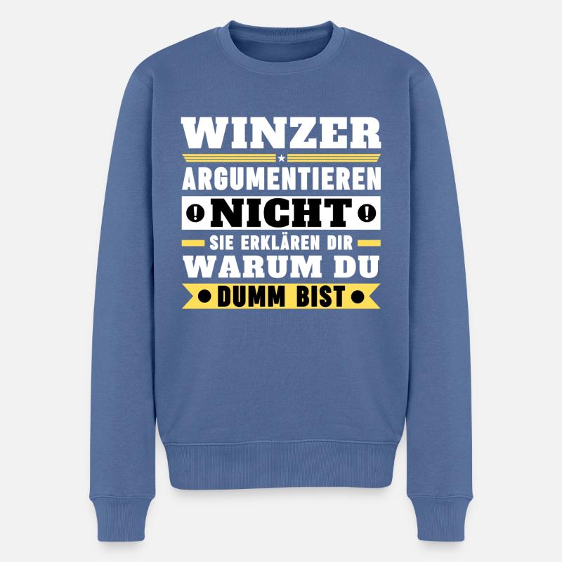 Winzer argumentieren nicht - Männer Premium Bio Pullover - Taubenblau