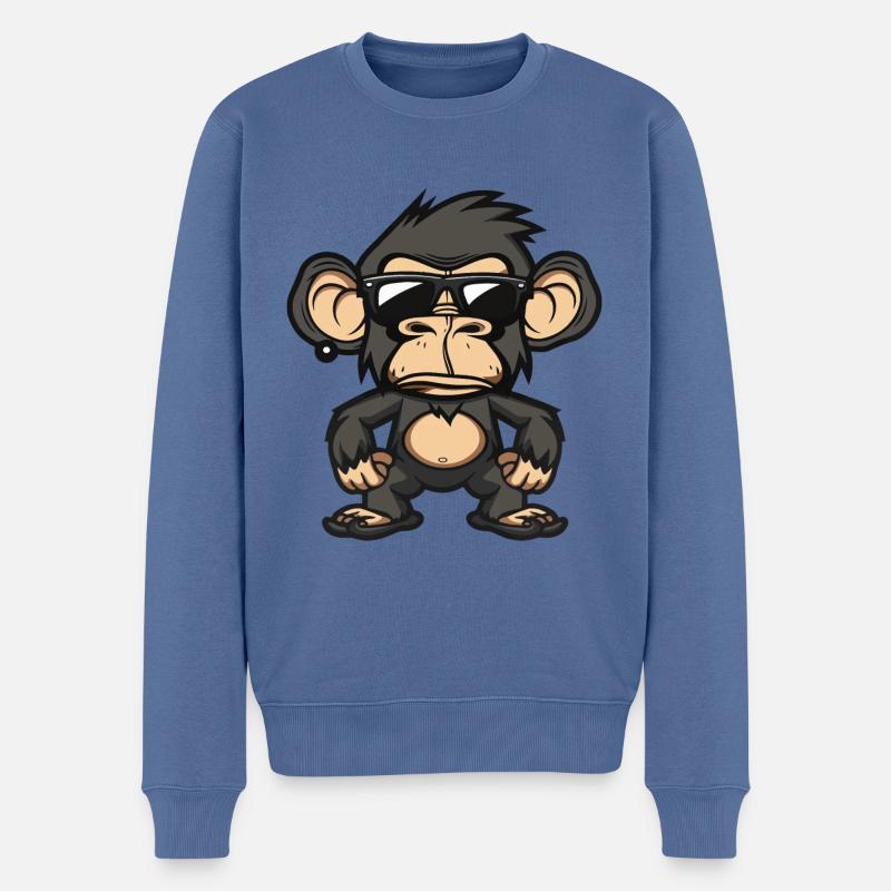Singe Bande dessinée cool - Pull Premium bio Homme - bleu pigeon