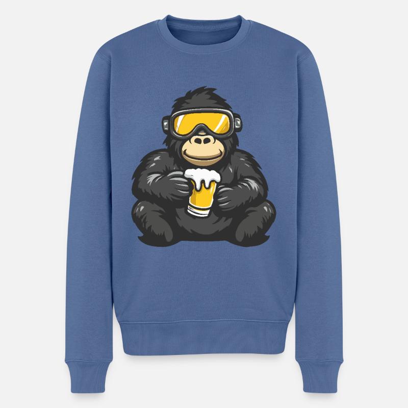Bière après-ski Gorilla - Pull Premium bio Homme - bleu pigeon