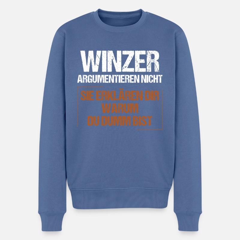 Winzer argumentieren nicht - Männer Premium Bio Pullover - Taubenblau