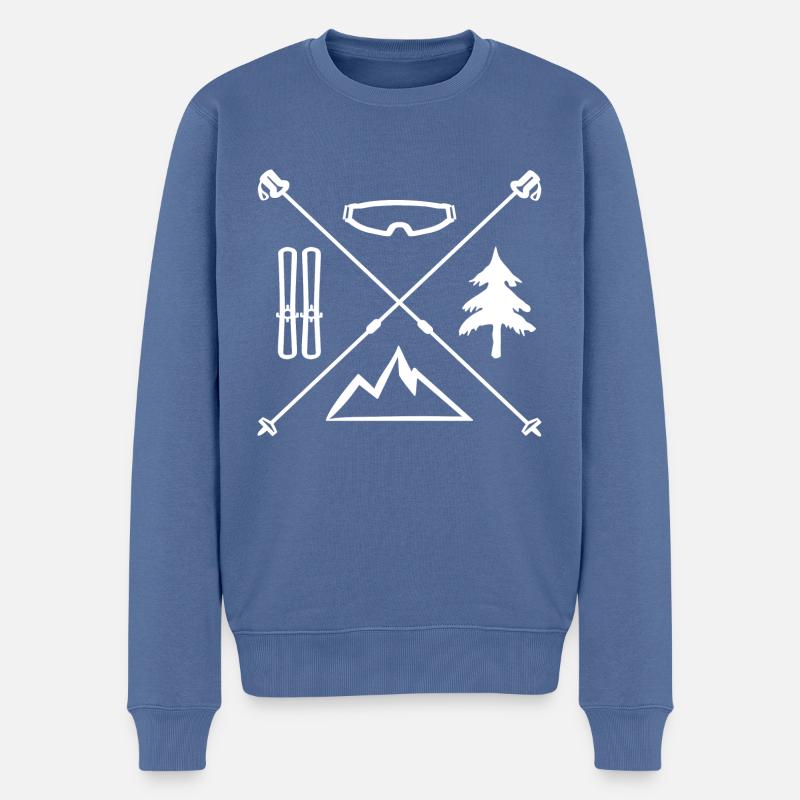 Ski Skitour Winter Kreuz Winter Schnee Berge - Männer Premium Bio Pullover - Taubenblau