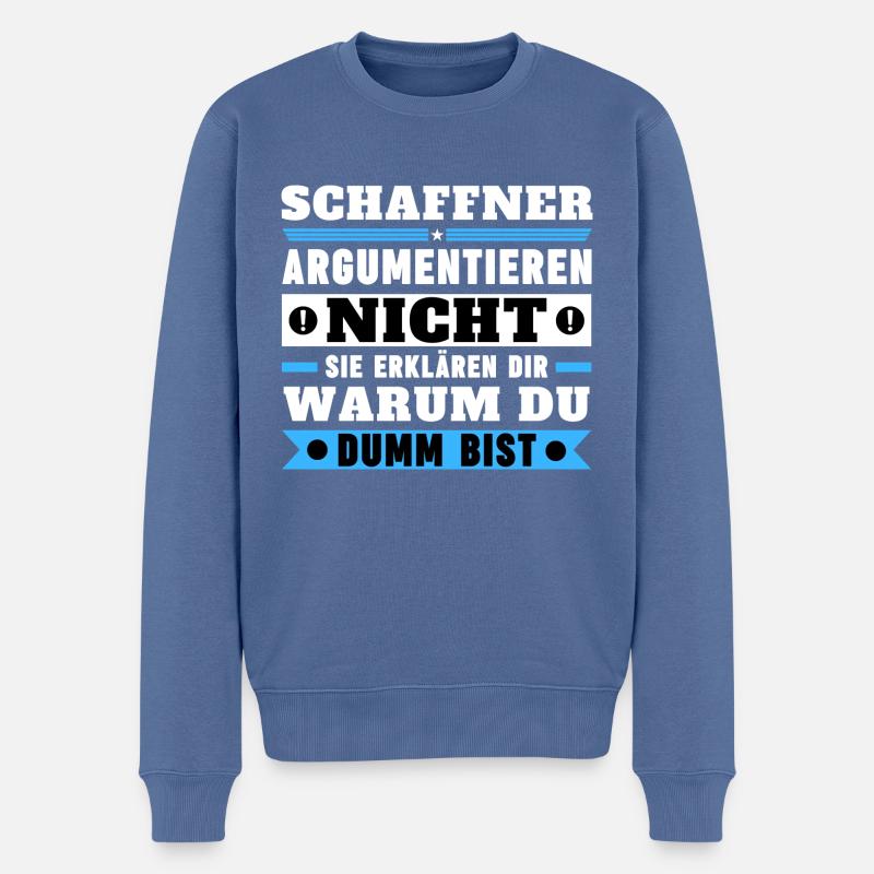 Schaffner argumentieren nicht - Männer Premium Bio Pullover - Taubenblau