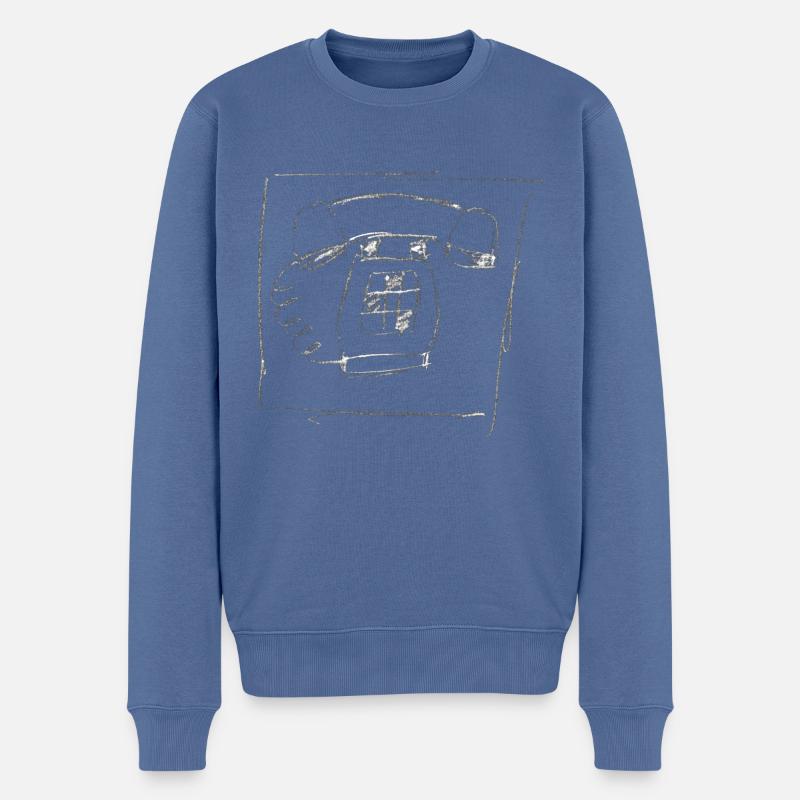 telefon for dark - Männer Premium Bio Pullover - Taubenblau