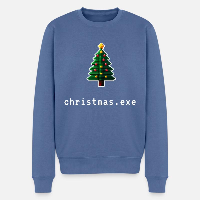 Pixel Noël - Pull Premium bio Homme - bleu pigeon