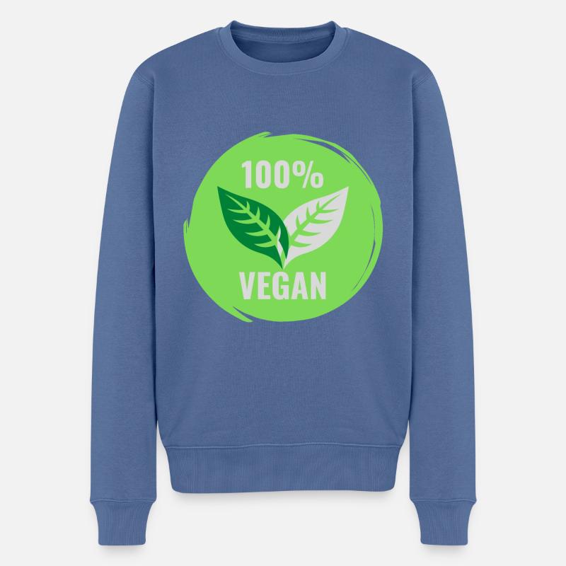 100% VEGAN - Männer Premium Bio Pullover - Taubenblau