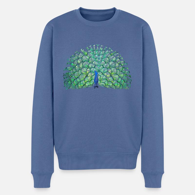 Pfau - Männer Premium Bio Pullover - Taubenblau