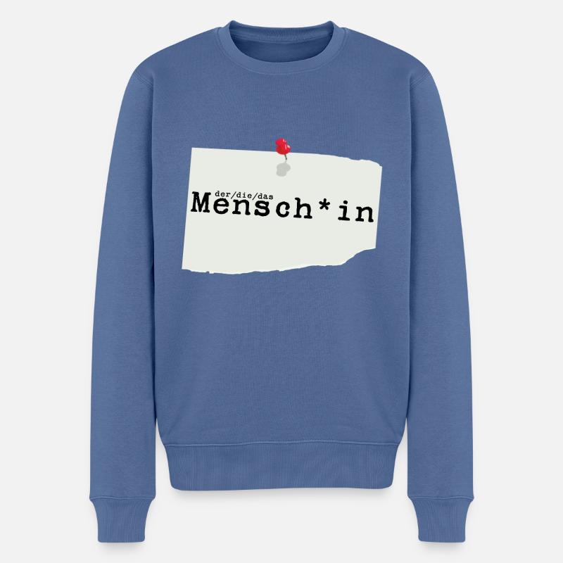 menschin hell - Männer Premium Bio Pullover - Taubenblau