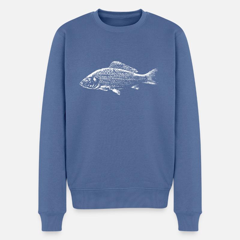 Karpfen Fisch - Männer Premium Bio Pullover - Taubenblau