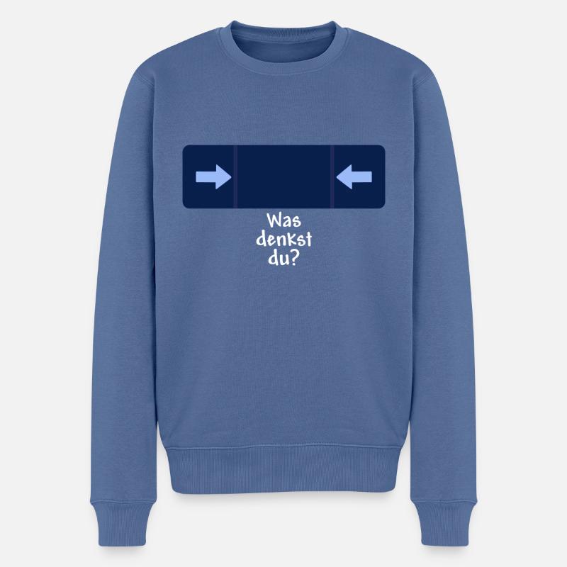 was denkst du weiss - Männer Premium Bio Pullover - Taubenblau