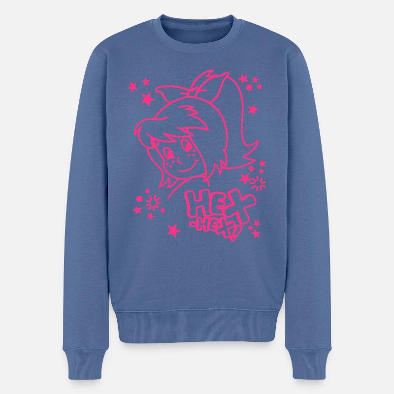 Blocksberg Gesicht HEX-HEX! Line Art - Männer Premium Bio Pullover - Taubenblau