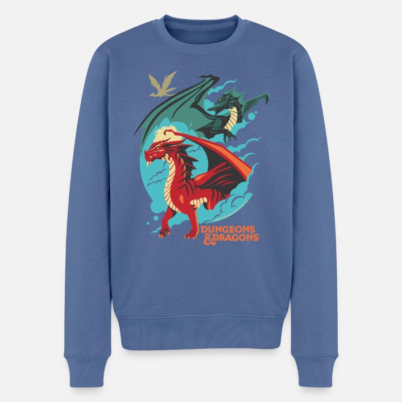 Dungeons And Dragons Roter Und Grüner Drache - Männer Premium Bio Pullover - Taubenblau