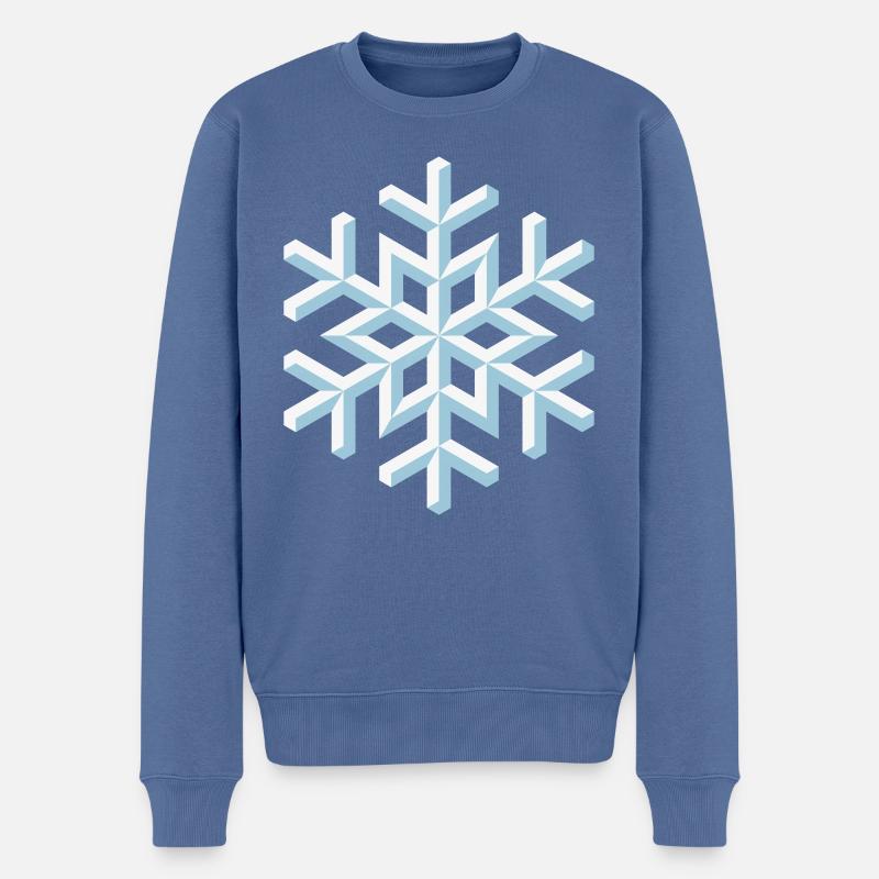 Schneeflocke 3D (Schnee / Flocke / Winter) - Männer Premium Bio Pullover - Taubenblau