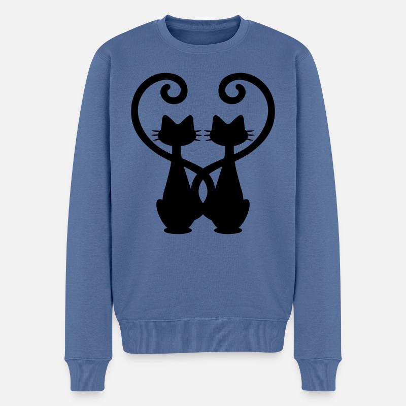 Par katte - forelskede katte - forelskede katte - Økologisk premium-sweatshirt til mænd - dueblå