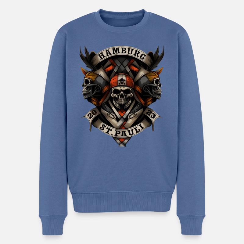 Hamburg St. Pauli 2023 - Biker - Männer Premium Bio Pullover - Taubenblau