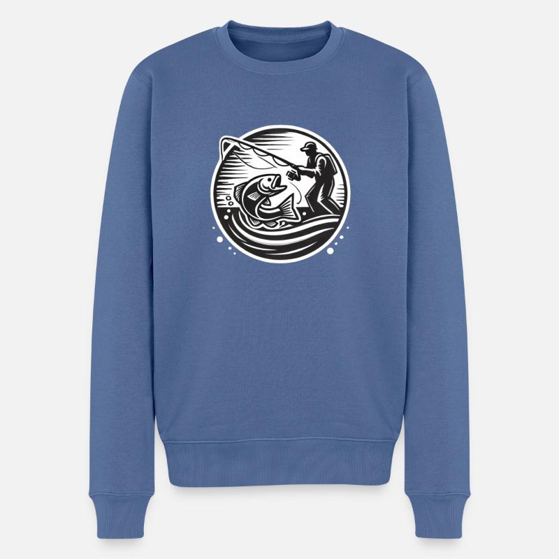 Pêche - Pull Premium bio Homme - bleu pigeon