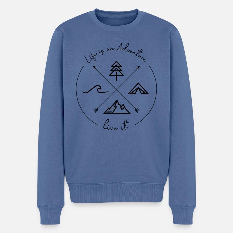 Life is an Adventure - Männer Premium Bio Pullover - Taubenblau