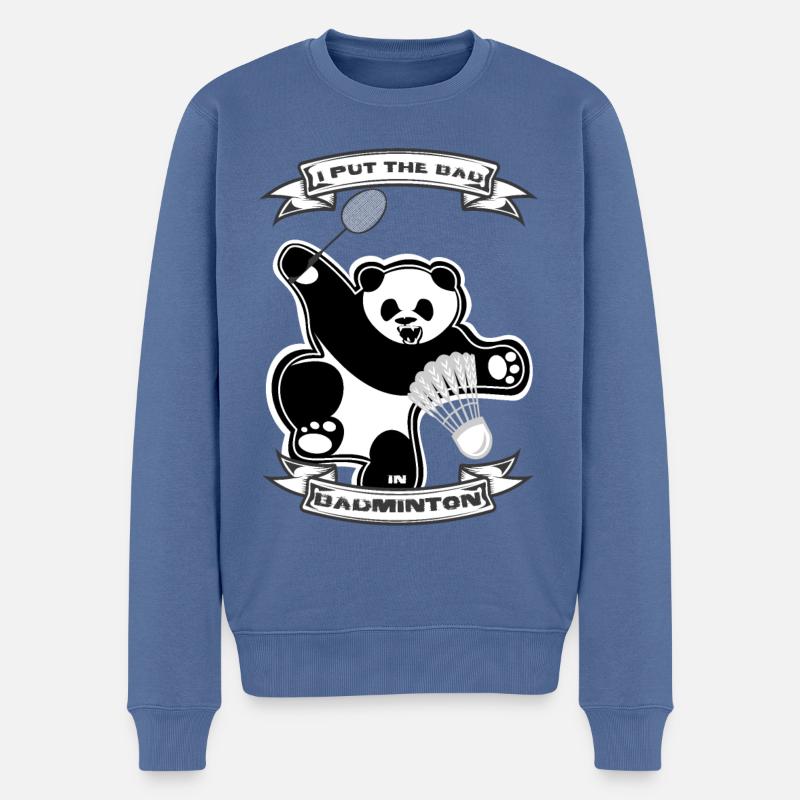 Panda Badminton - Pull Premium bio Homme - bleu pigeon