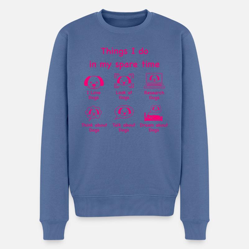 Hundeliebhaber (pink) - Männer Premium Bio Pullover - Taubenblau