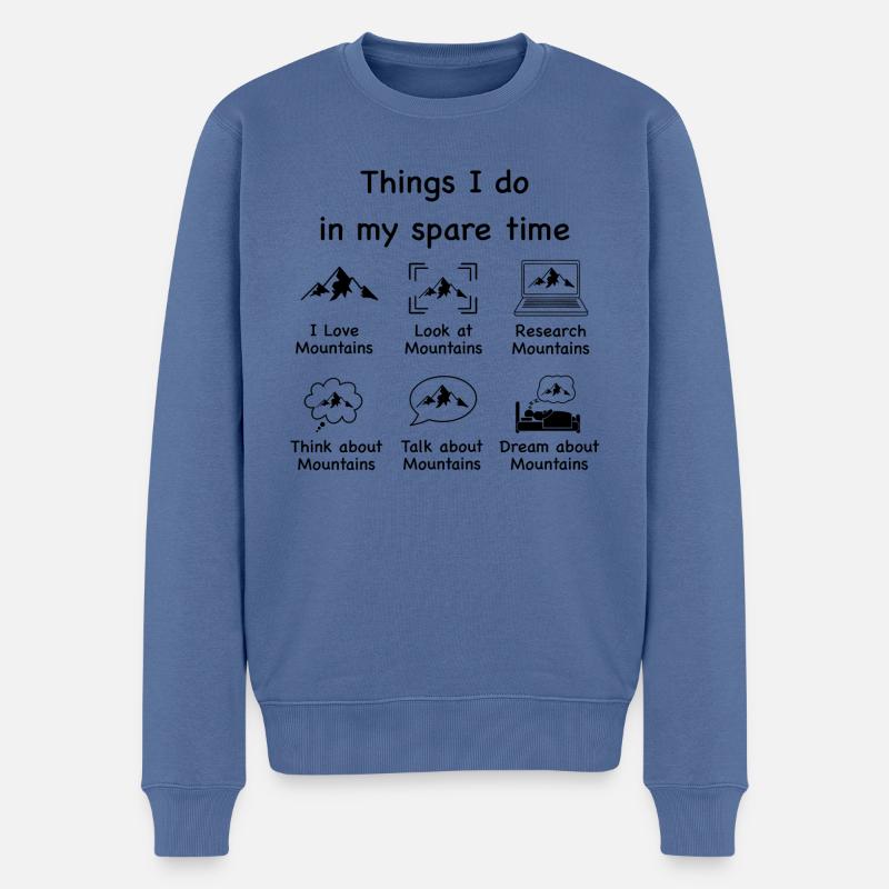 Bergliebhaber (schwarz) - Männer Premium Bio Pullover - Taubenblau