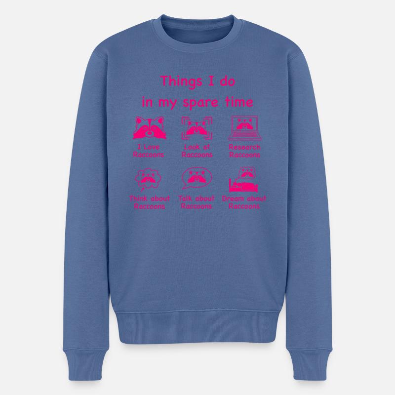 Waschbärliebhaber (pink) - Männer Premium Bio Pullover - Taubenblau