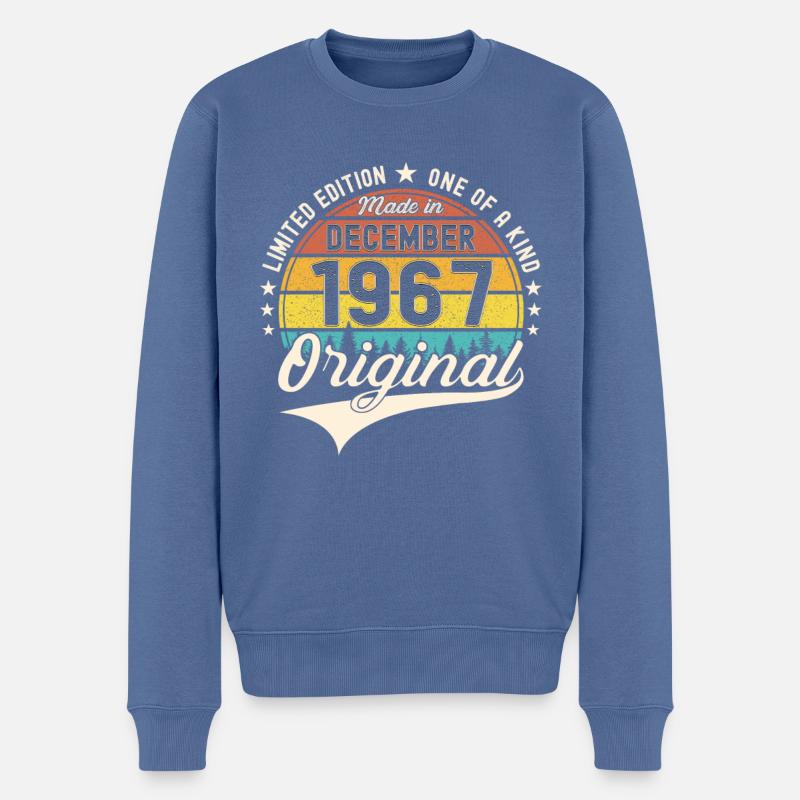 Original Dezember 1967 55. Geburtstag Geschenk - Männer Premium Bio Pullover - Taubenblau