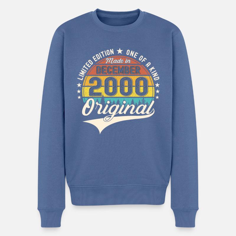 Original Dezember 2000 22. Geburtstag Geschenk - Männer Premium Bio Pullover - Taubenblau