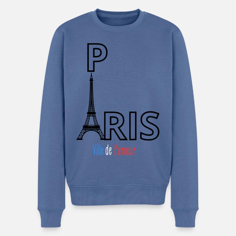 Paris - Pull Premium bio Homme - bleu pigeon
