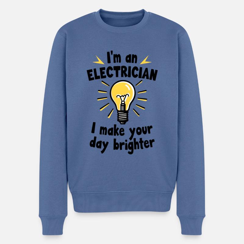 I'm an electrician - I make your day brighter - Männer Premium Bio Pullover - Taubenblau