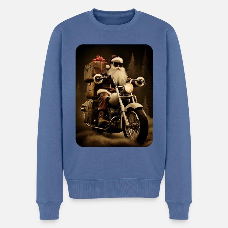 Rouleau de Père Noël Chooper pour Noël - Pull Premium bio Homme - bleu pigeon