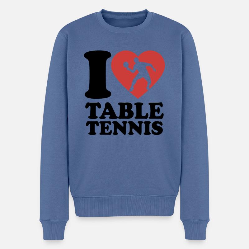 I Love Table Tennis - Herz - Hobby - Männer Premium Bio Pullover - Taubenblau