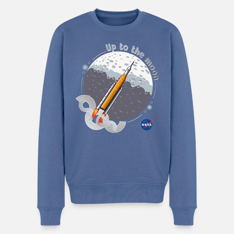 NASA Raketen-Design Up To The Moon - Männer Premium Bio Pullover - Taubenblau