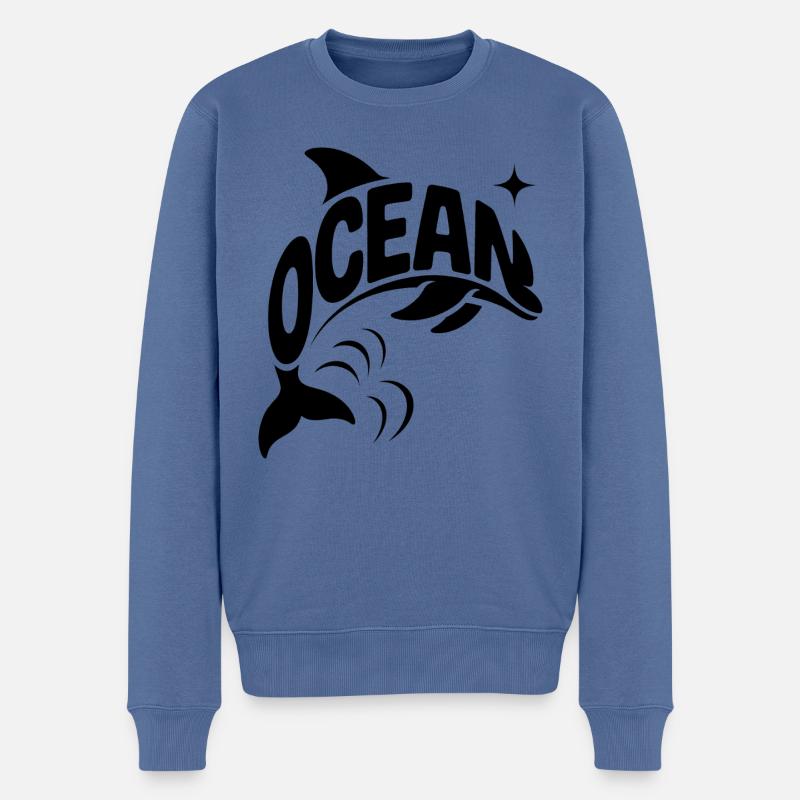 Ocean - Cool Dolphin Ocean Logo - Pull Premium bio Homme - bleu pigeon